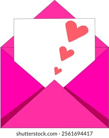 Love message vector, valentines day,Pink, Envelope Set, Isolated Envelope. Blank Paper Sheet, Invitation, Message, Letter, Design Template for Mockup. Envelope.