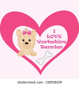 love message to your pet. Yorkshire terrier cartoon symbol 