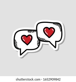 love messages doodle sticker, vector illustration