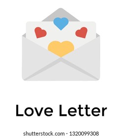 Love messages flat vector icon, love letter 