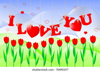 Love messages with flowers. vector.