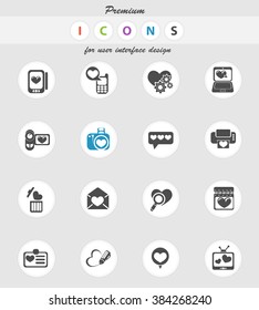 love messages icons set for web sites and user interface