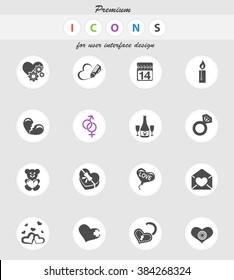 love messages icons set for web sites and user interface