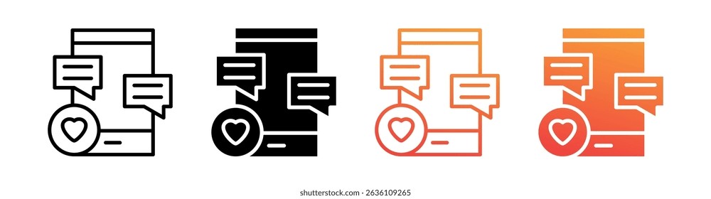 Love Messages Multi Style Icon Set Vector