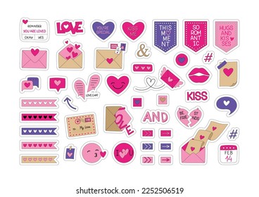 Love Messages Printable Sticker Pack With Romantic Doodle Illustrations