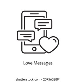 Ilustración de diseño de icono de contorno vectorial de los mensajes de amor. Símbolo de medios sociales sobre fondo blanco archivo EPS 10