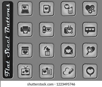 Love messages vector web icons on the flat steel buttons