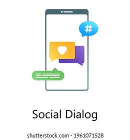 Love messaging app, social dialogue conceptual icon in flat gradient style