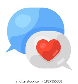 
Love messaging icon in flat style, romantic chat  