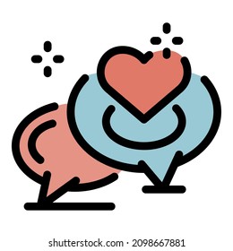 Love messaging icon. Outline love messaging vector icon color flat isolated