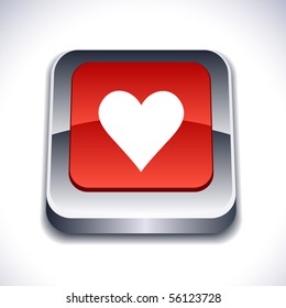 Icono cuadrado vibrante 3d metálico de amor.