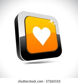 Love metallic 3d vibrant square icon.