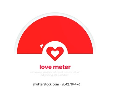 The love meter chart. The romantic infographic with a heart. The minimal template design in red colors for 14 February or the Valentine's day