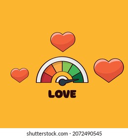 concepto de contador de amor - ilustración de vector dibujada a mano, estilo de esbozo, aislado en fondo naranja.