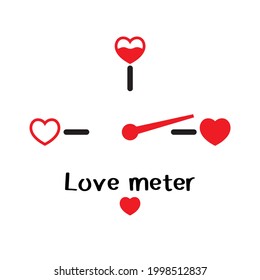 Love meter flat icon. Heart indicator. Love day full test. Happy Valentine Day. Vector illustration cartoon design. Isolated on white background.