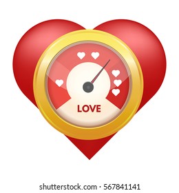 Love meter or gauge icon for Valentine’s day