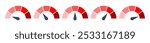 love meter gauge red sectors vector icon, risk ring indicator, credit rating pictogram, car tachometer scale