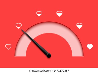 Love meter heart indicator. Love day full test valentine background card progress.