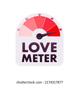 Love meter, heart indicator. Valentines day concept. High speed. Vector stock illustration.