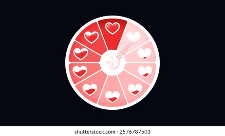 Love meter. Heart symbol isolated. Loading indicator. Progress bar. Vector eps10 illustration. Valentine's day concept. Romance measuring scale. 3d. UI element design. Flat. Raltionship satisfaction.