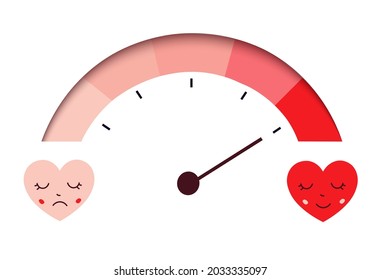 Love meter indicator, Valentines Day poster and card design. Vector illustration