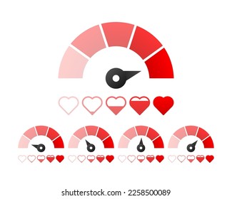 Love Meter. Load indicator. Love sensor concept with red heart. UI interface. Vector illustration.