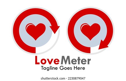 Love meter, Loading indicator. Love gauge concept with red heart. Satisfaction indicator.