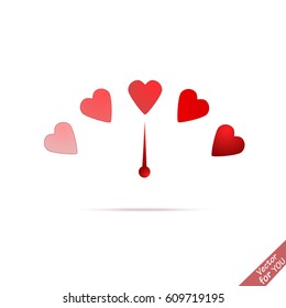 Love meter in scale. Hearts and arrow
