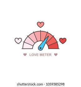 Love meter, Valentine's Day card design element. Wedding infographics for lovers. Vector graphic illustration, EPS10.