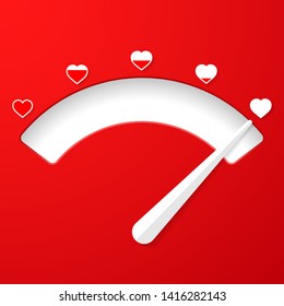 Love meter. Valentines Day card element in simple flat style. Vector illustration.