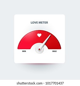 Love meter. Valentine's day greeting card design element. Measuring device of love. Vector illustration