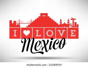 I Love Mexico Typography Design