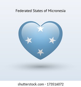 Love Micronesia symbol. Heart flag icon. Vector illustration.