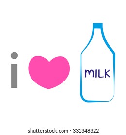 I love milk. Vector illustration