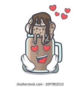 In love milkshake mascot cartoon style