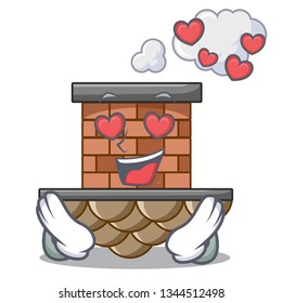 In love miniature cartoon brick chimney above table