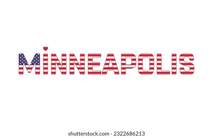 I love Minneapolis, Love Minneapolis, Minneapolis, Minneapolis Vector, City of United States, City of United States of America, Flag of United States, I love United States, Love, Vector