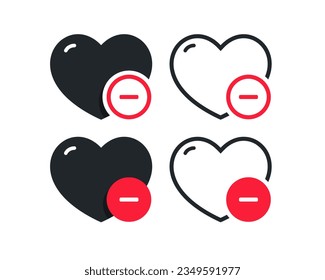 Love minus icon. Illustration vector