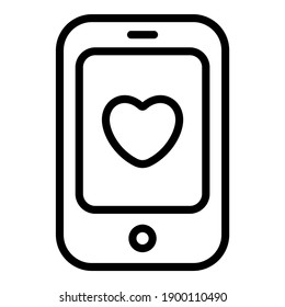 love mobile, cellphone simple line icon