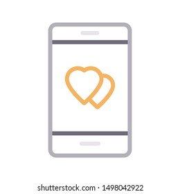 love mobile colour line vector icon