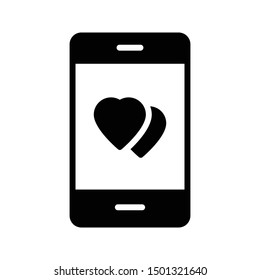 love mobile glyph flat vector icon