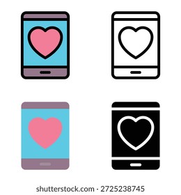 Mensaje Móvil Del Corazón Del Icono Del Amor, Conveniente Para Los App Móviles, Los App Del Web Y Los Medios Impresos. Múltiples iconos de estilo, 