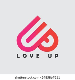 " Love Up "  modern minimalist and creative logo design. Vector illustration typography and clean logo design.