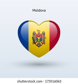 Love Moldova symbol. Heart flag icon. Vector illustration.