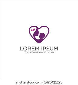 love Mom And Baby Logo Icon Baby Care Design Concept Template Mother Care 