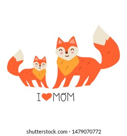 I love mom. Hand drawn vector icon illustration design. Best for nursery, childish textile, apparel, poster, postcard.