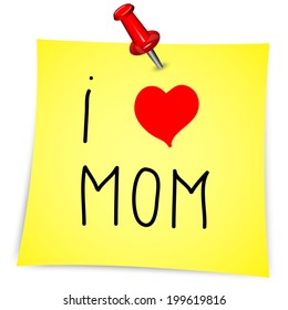 I love mom with hearts on paper with thumbstick. Mothers day message