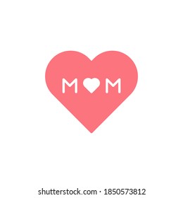 love mom icon flat style design. vector illustration.  isolated on white background