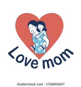 Love mom icon Happy Mother's Day vector icon illustration design