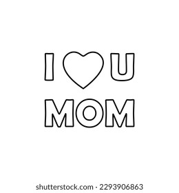 I love mom icon, Mother's Day, vector illustration